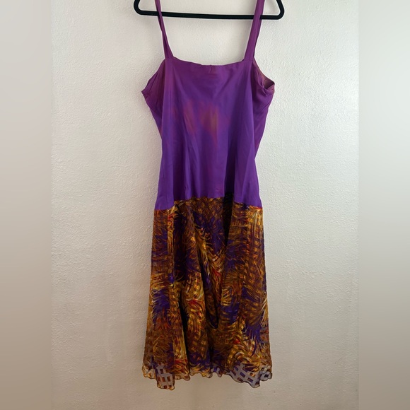 Ann Hobbs For Cattiva purple Drop Waist Dress Circa 1980s. Size 18 - Picture 6 of 6